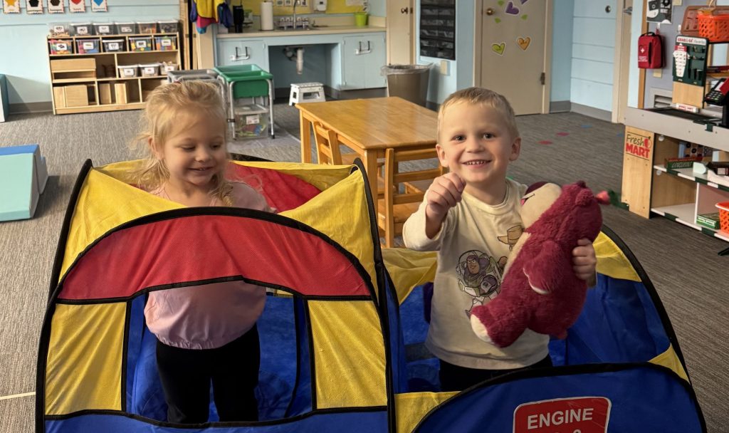 Preschool playing in bus 1